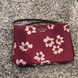 Kate Spade Maroon Floral Wristlet